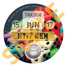 Coloured Dice Tax Reminder Disc
